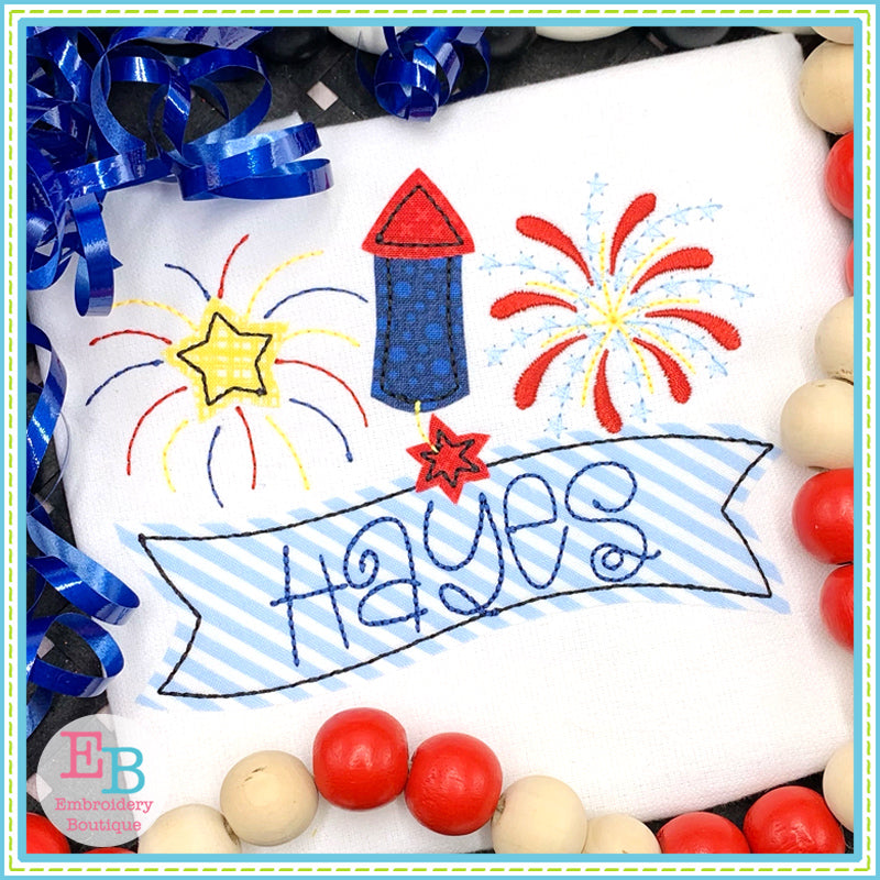 Fireworks Banner Applique, Applique