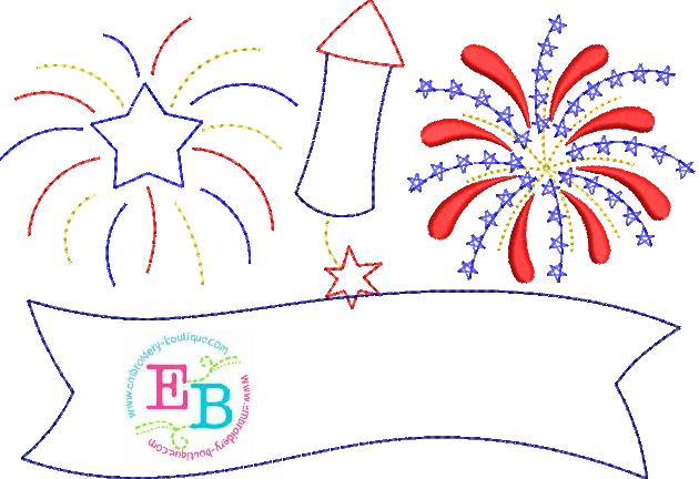 Fireworks Banner Applique, Applique