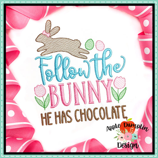 Follow the Bunny Sketch Embroidery Design, Embroidery Design
