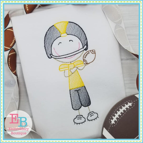 Football Player Sketch Design, Embroidery