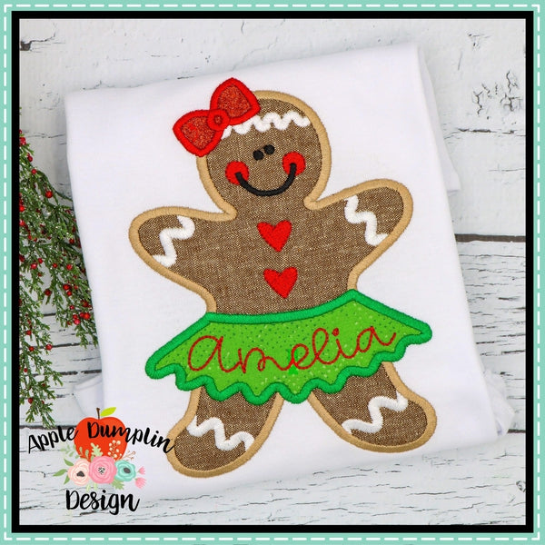Gingerbread in Tutu Applique Design, applique