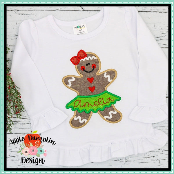 Gingerbread in Tutu Applique Design, applique