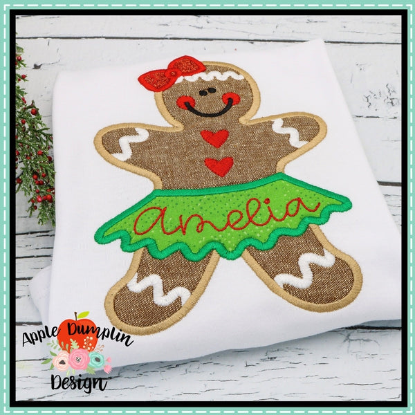 Gingerbread in Tutu Applique Design, applique