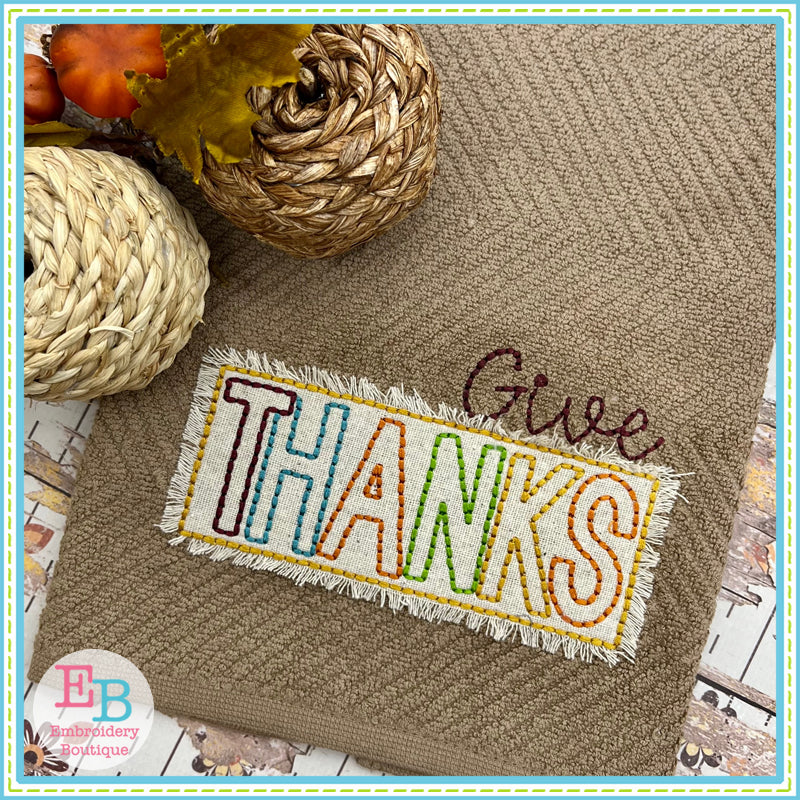 Give Thanks Applique, Embroidery Designs
