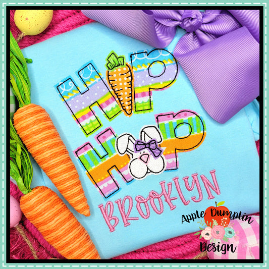 Hip Hop Bunny Bean Stitch Applique Design, Applique
