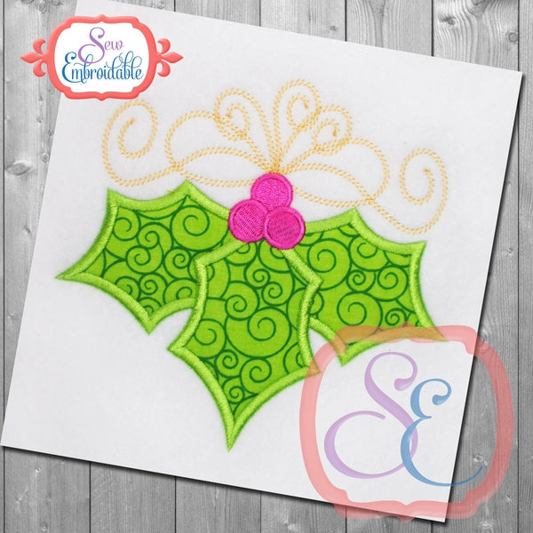 Holly Berries Applique, Applique