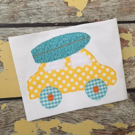 Car Surfboard Bean Stitch Applique Design, Applique