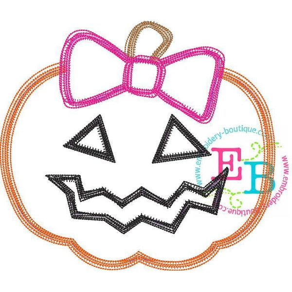 Jackolantern Bow Scribble Applique, Applique