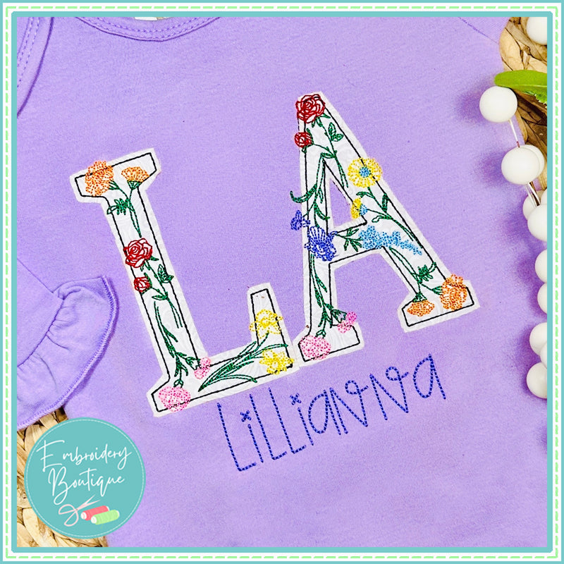 Wildflower Applique Alphabet, Applique Alphabet, Embroidery Boutique
