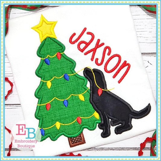 Lab Christmas Tree Satin Applique, Applique