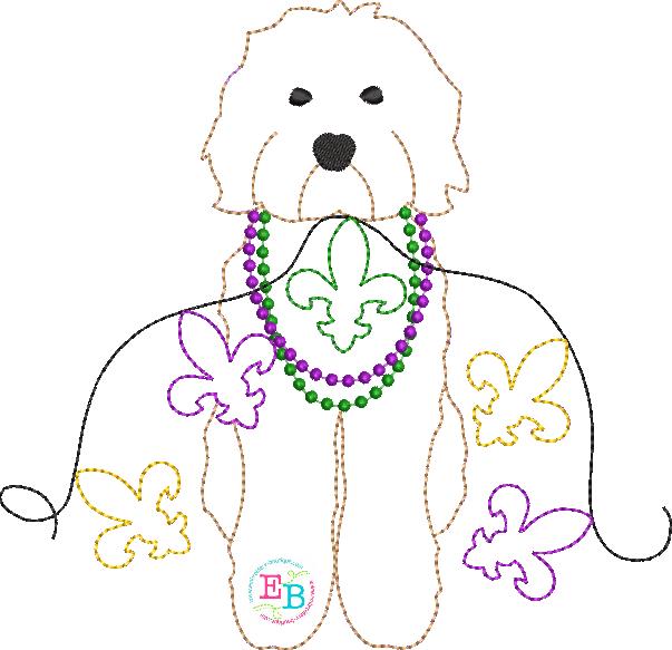 Doodle Mardi Gras Bean Stitch Applique, Applique, Embroidery Boutique