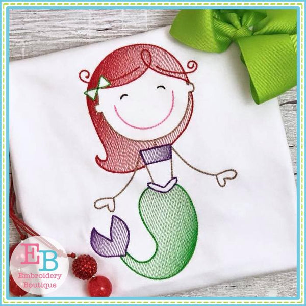 Mermaid Sketch Design, Embroidery