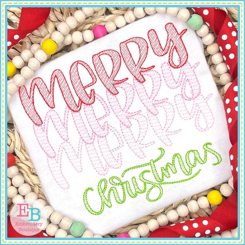 Merry Merry Sketch Embroidery Design, Embroidery