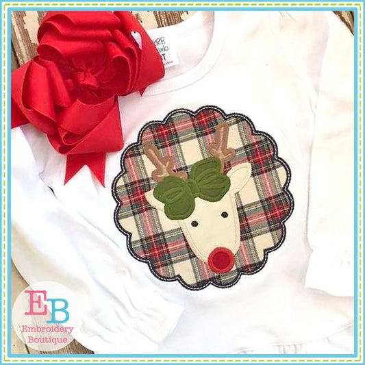 Reindeer Bow Patch Applique, Applique