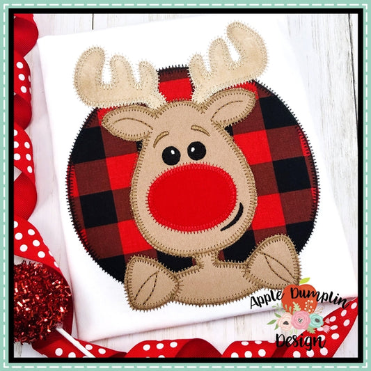Reindeer Circle Zigzag Applique Design, applique