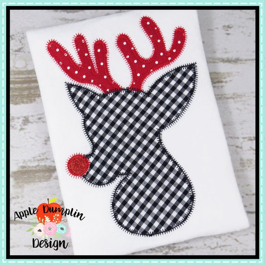 Reindeer Silhouette Zigzag Applique Design, applique