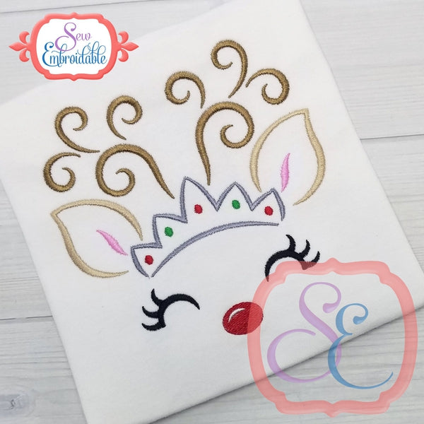 Reindeer Face Tiara Outline, Embroidery