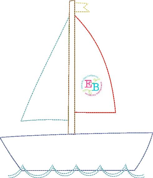 Sailboat 1 Bean Stitch Applique, Applique