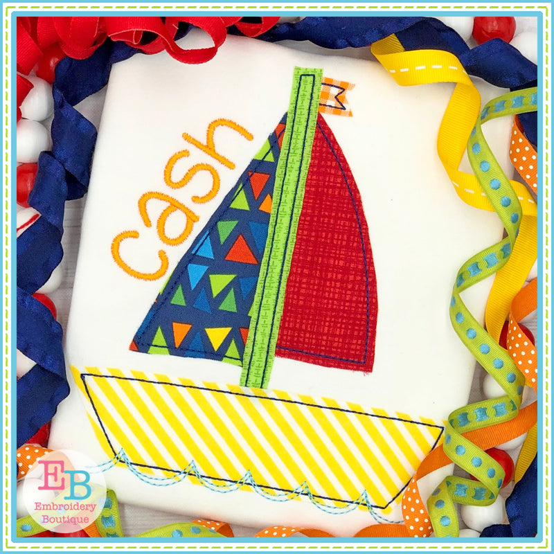 Sailboat 1 Bean Stitch Applique, Applique
