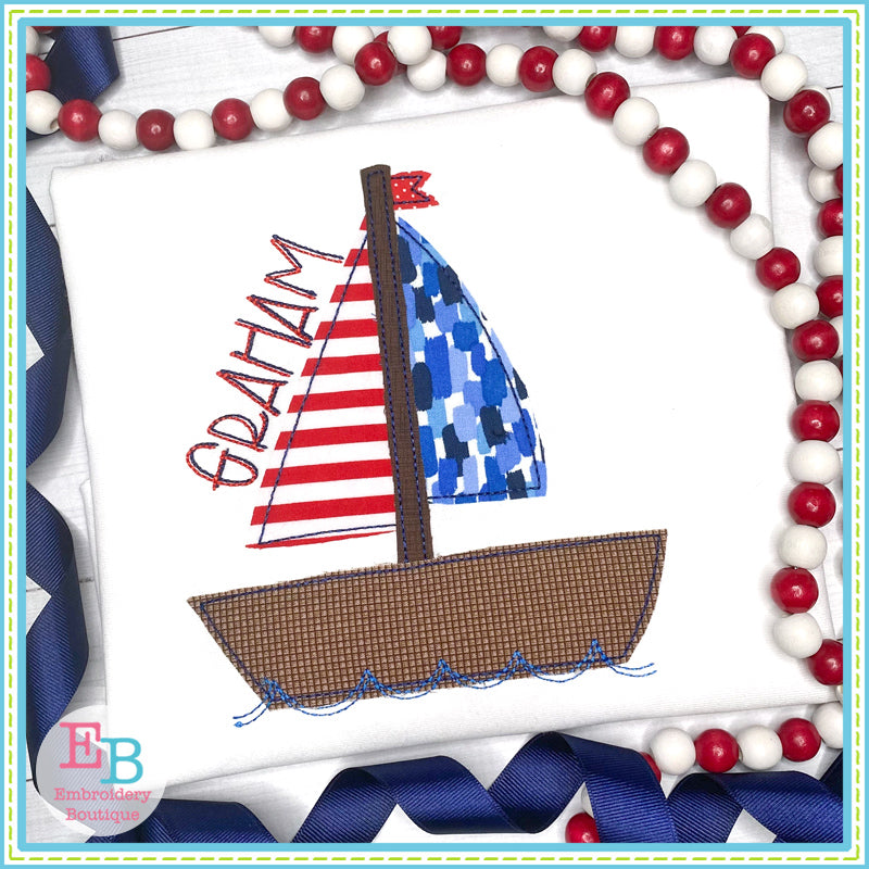 Sailboat 1 Bean Stitch Applique, Applique