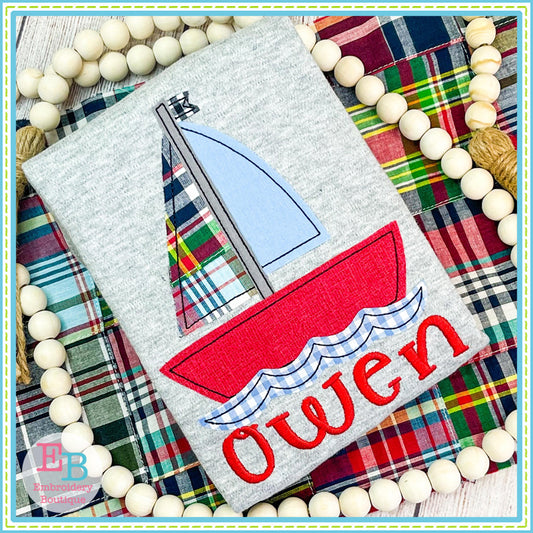 Sailboat 2 Bean Stitch Applique, Applique