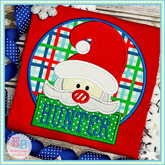 Santa Circle 2 Satin Stitch Applique, Applique