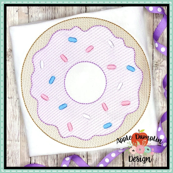 Sprinkle Donut Sketch Embroidery Design, applique