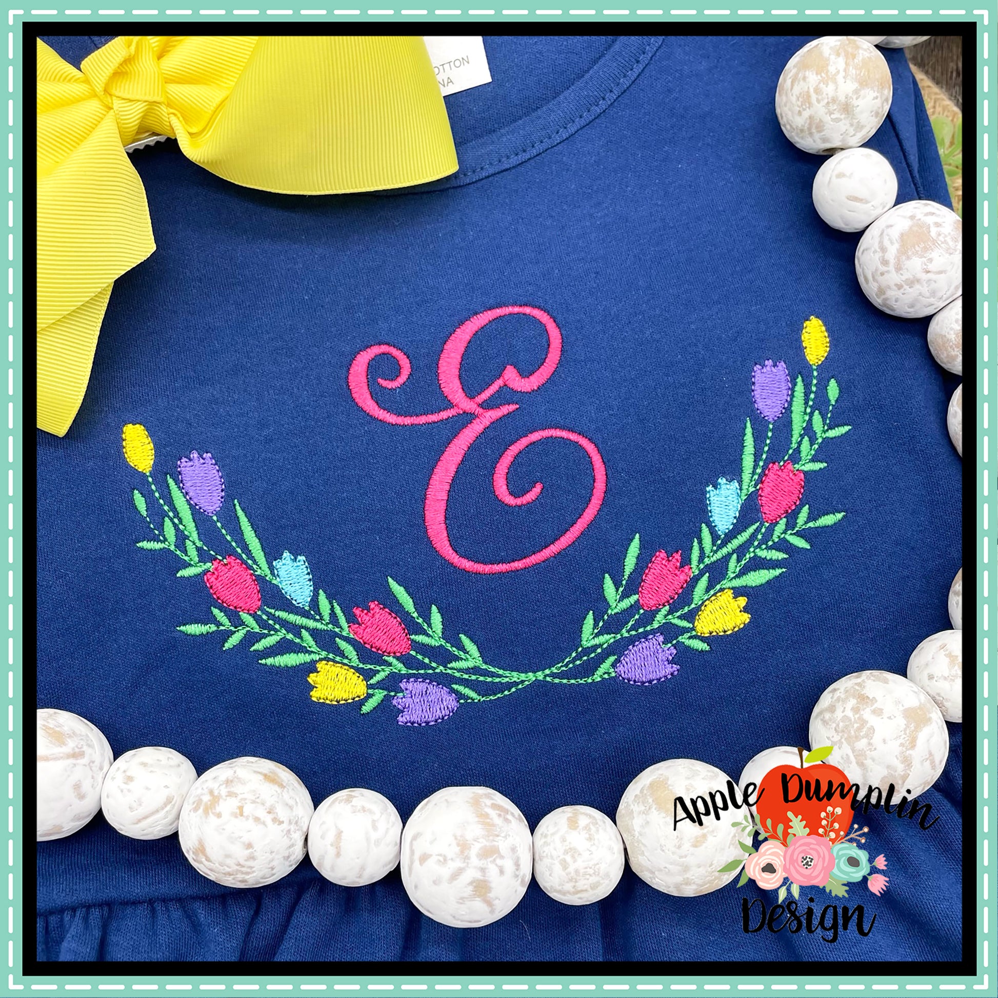 Spring Floral Laurel Embroidery Design, Embroidery