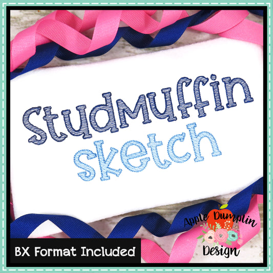 Studmuffin Sketch Embroidery Alphabet, Embroidery Font