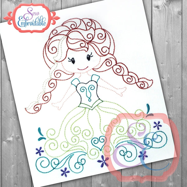 Swirly Princess 7 Embroidery Design, Embroidery