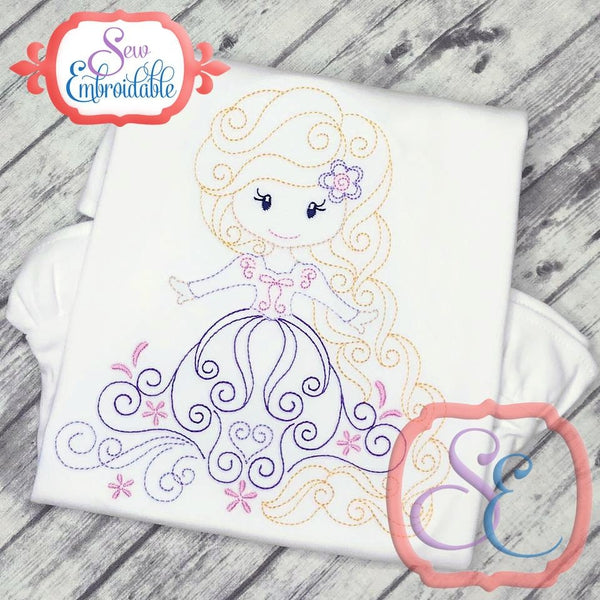 Swirly Princess 9 Embroidery Design, Embroidery