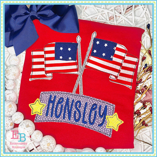 USA Flags Bean Stitch Applique, Applique