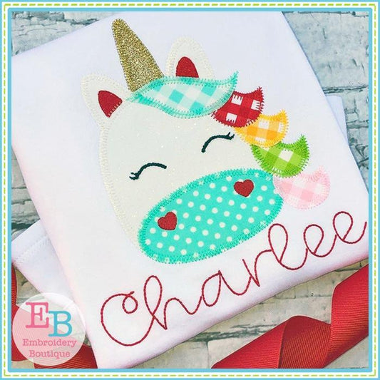 Unicorn Face ZigZag Applique, Applique