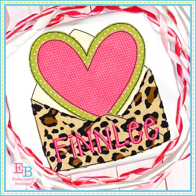 Valentine Envelope Bean Stitch Applique, Applique