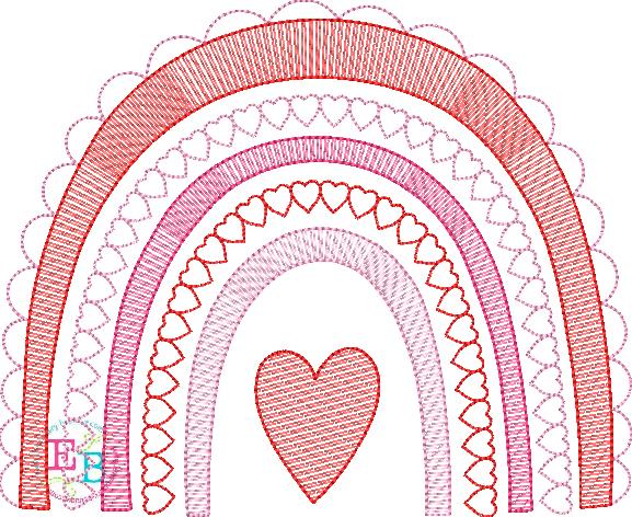 Valentines Rainbow Embroidery Design, Embroidery
