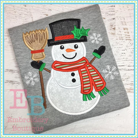 Snowman Broom Applique, Applique