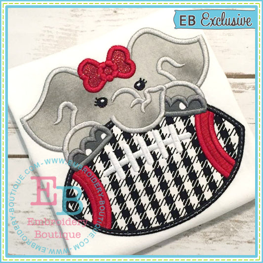 Football Elephant Girl Applique, Applique