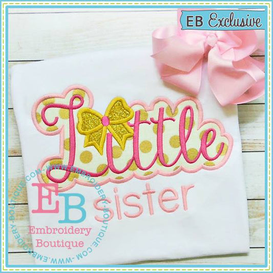 Little Sister Bow Applique, Applique