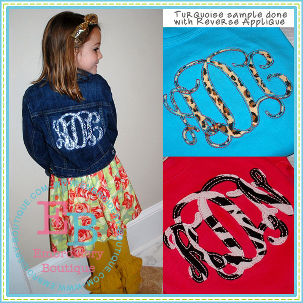 Floss Stitch Elegant Vine Applique Alphabet, Applique Alphabet