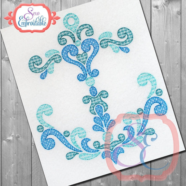 Damask Anchor Motif Embroidery Design, Embroidery