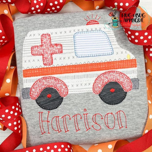 Ambulance Blanket Stitch Applique Design, Applique