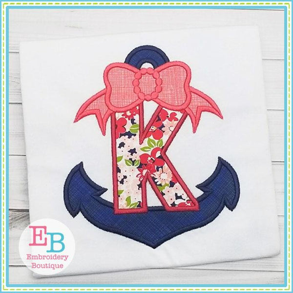 Anchors Away with Bow Applique Alphabet, Applique Alphabet