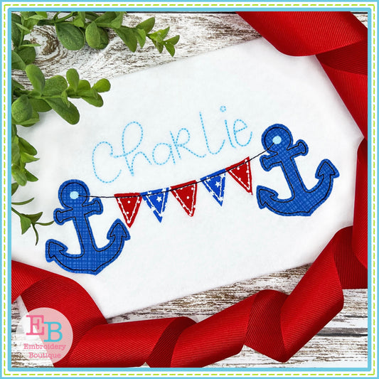 Anchor Bunting Bean Stitch Applique, Applique