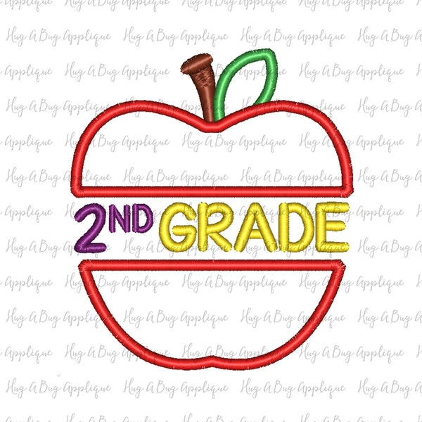 Apple Second Grade Applique Design, Applique