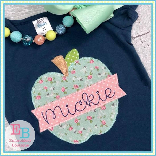 Apple Banner Zigzag Applique, Applique