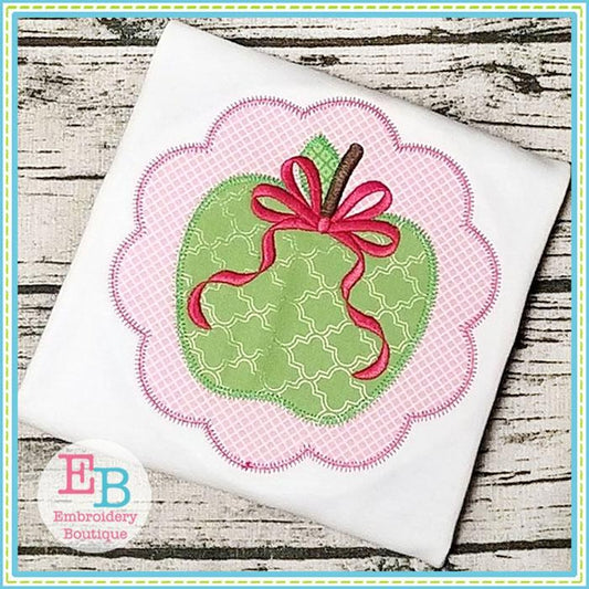 Apple Bow Scallop Patch Zigzag Applique, Applique