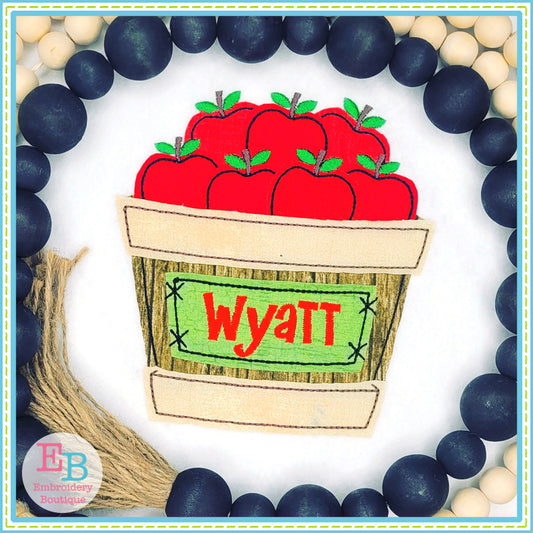 Apple Basket Bean Stitch Applique, Applique