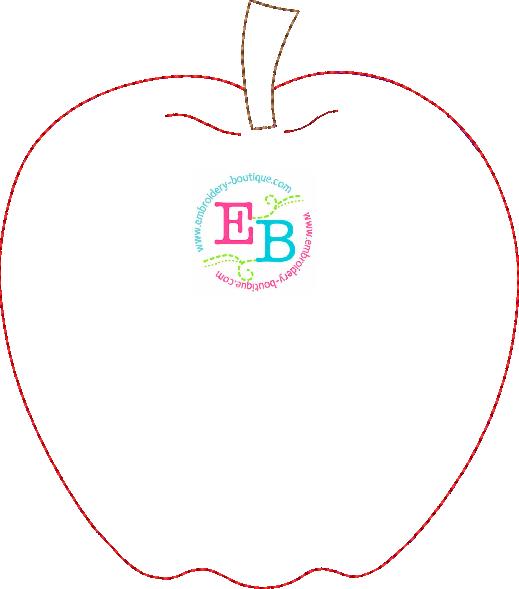 Apple No Tag Bean Applique, Applique
