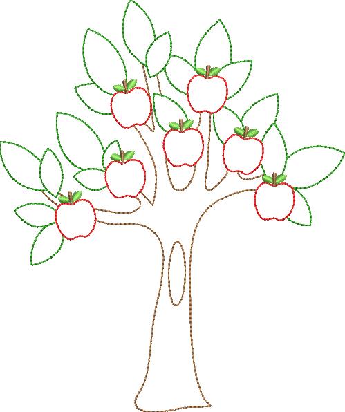 Apple Tree Bean Stitch Applique, Applique