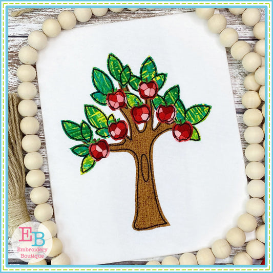 Apple Tree Bean Stitch Applique, Applique